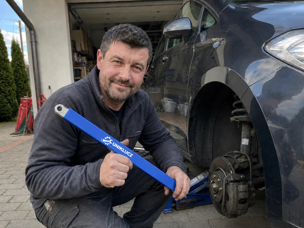 Marcin używa Uniklucz przy naprawie auta